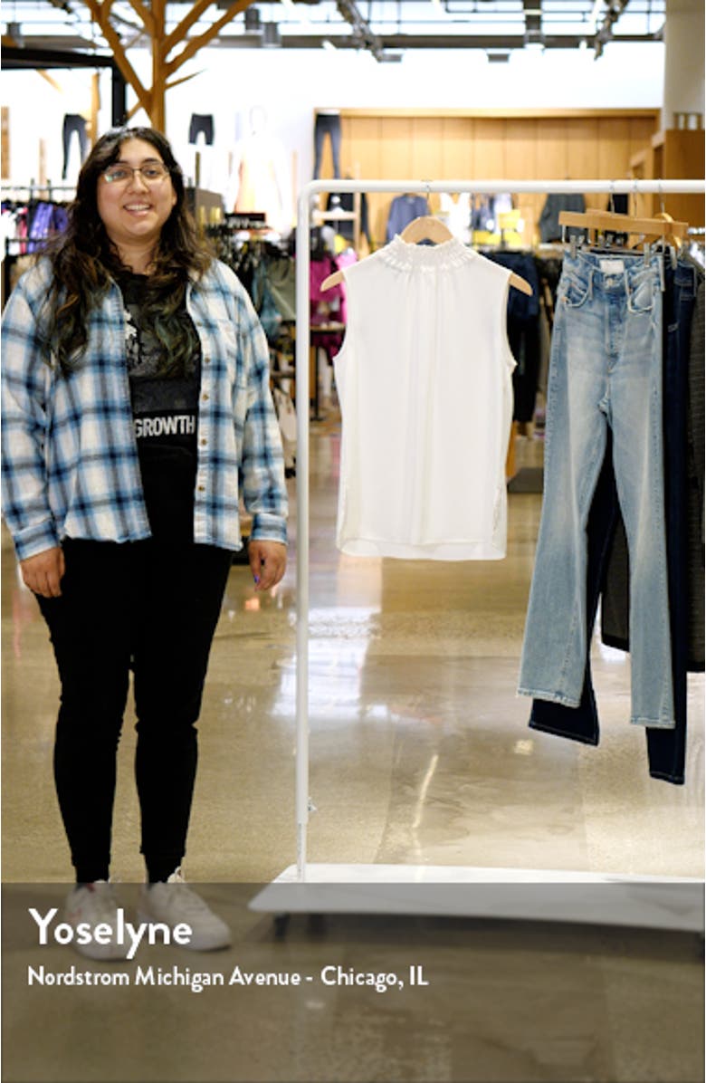 Smocked Mock Neck Sleeveless Blouse, sales video thumbnail