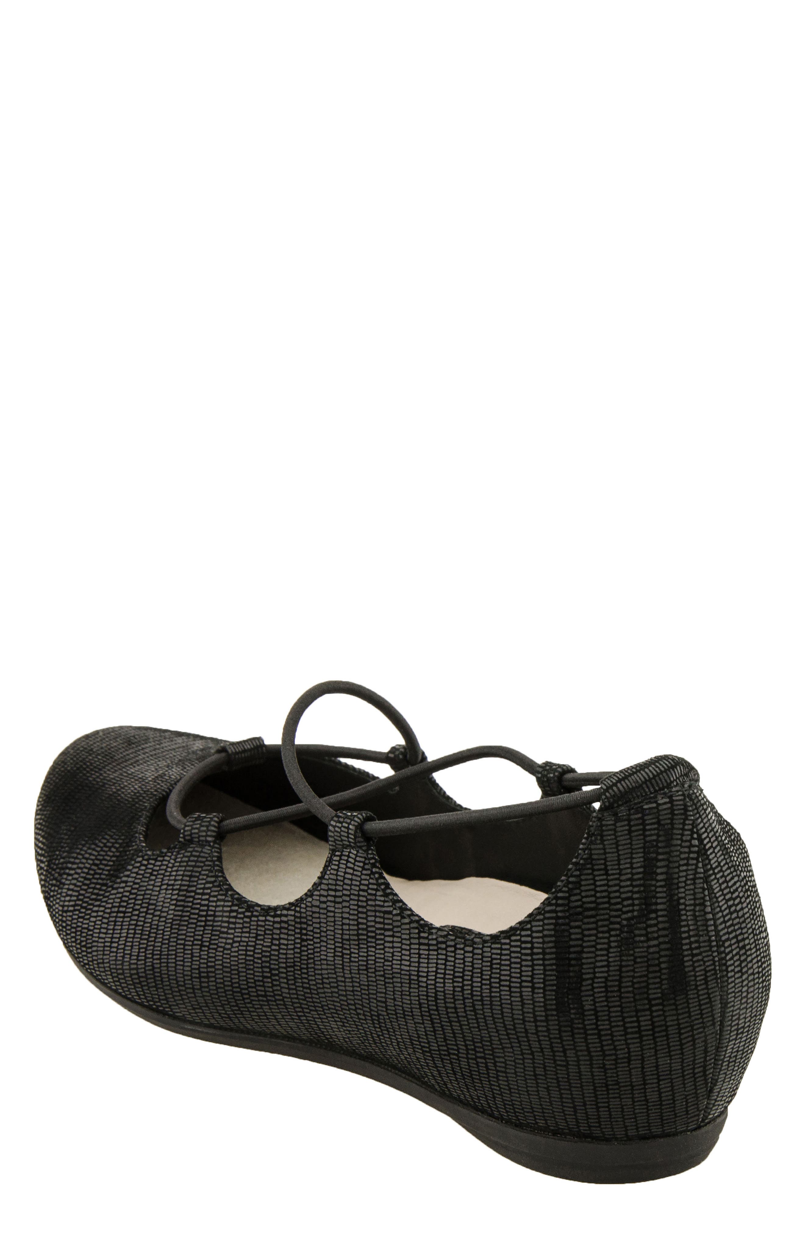 'Essen' Ghillie Flat, Alternate, color, BLACK PRINTED SUEDE