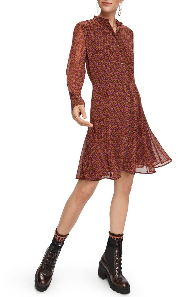 Scotch & Soda Long Sleeve A-line Dress, Main, color,