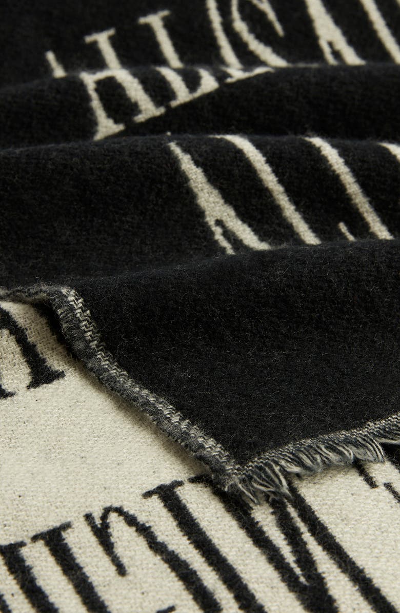 AllSaints Varsity Woven Wool Blend Scarf, Alternate, color, Black