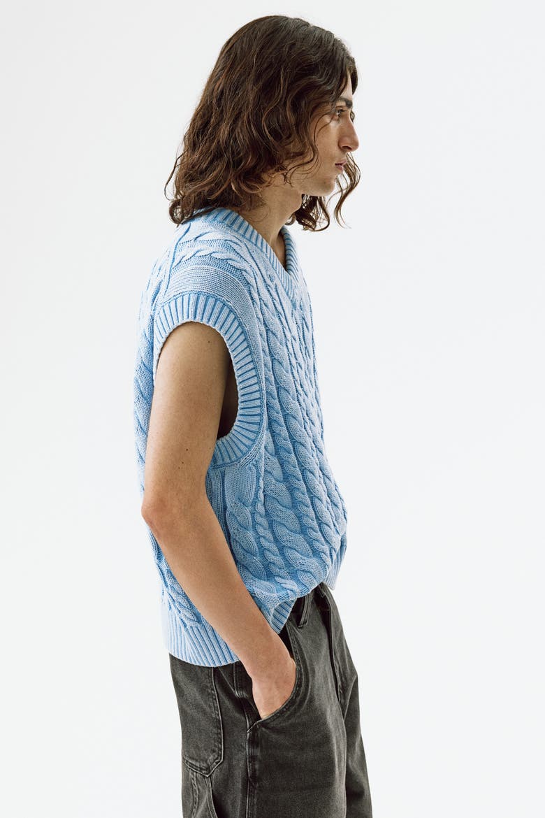 Relaxed-fit Cotton Sweater Vest, Alternate, color, Light dusty blue