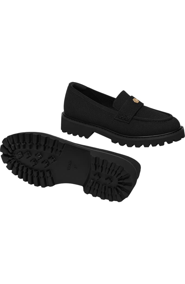 VIVAIA Round-Toe Platform Chunky Heel Loafers, Alternate, color, Black