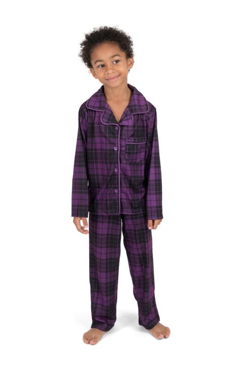 Kids Button-Front Flannel Printed Holiday Pajama Set (Toddler, Little Kid & Big Kid)