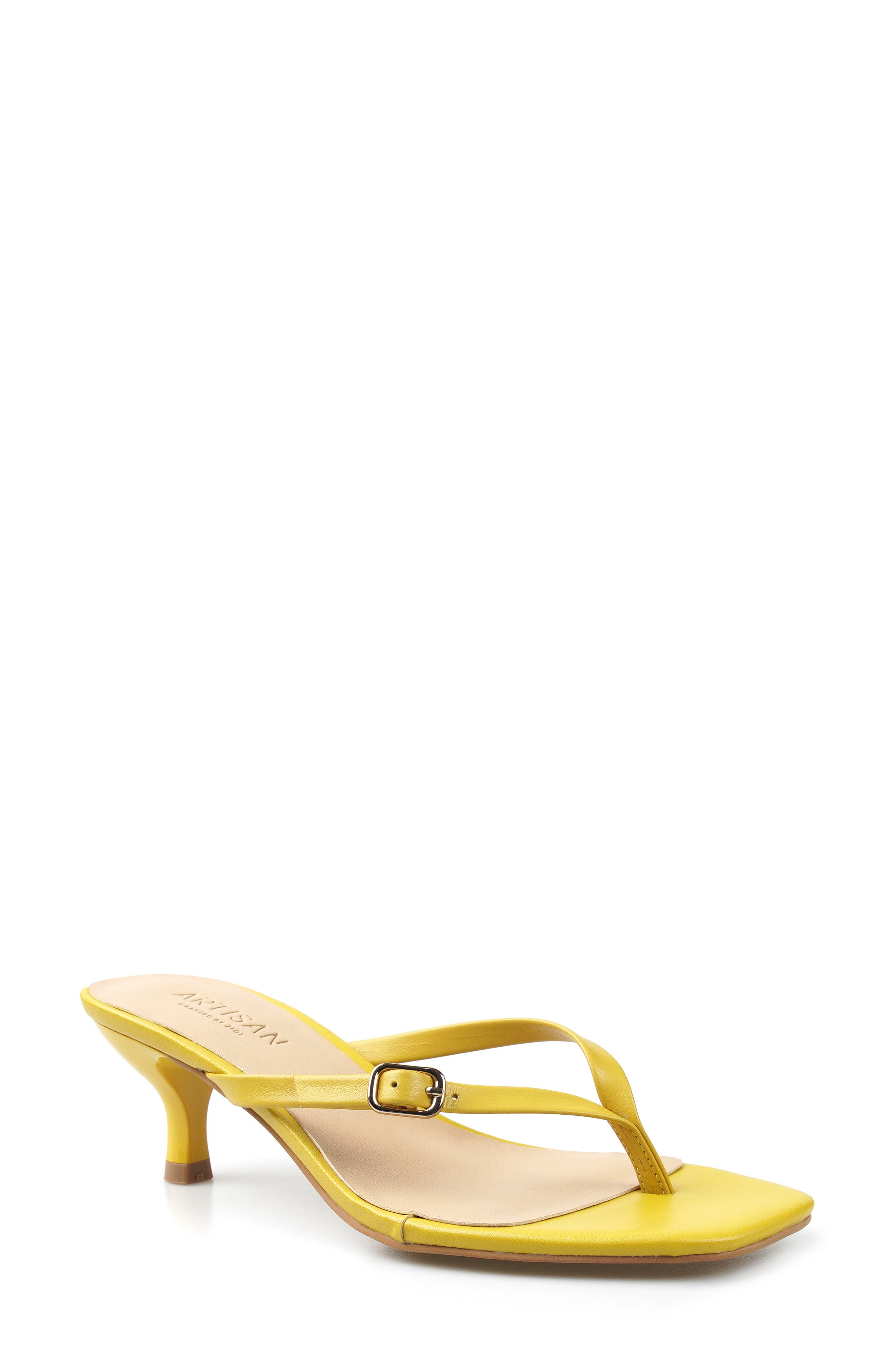 Marianna Kitten Heel Thong Sandal, Main, color, MUSTARD LEATHER