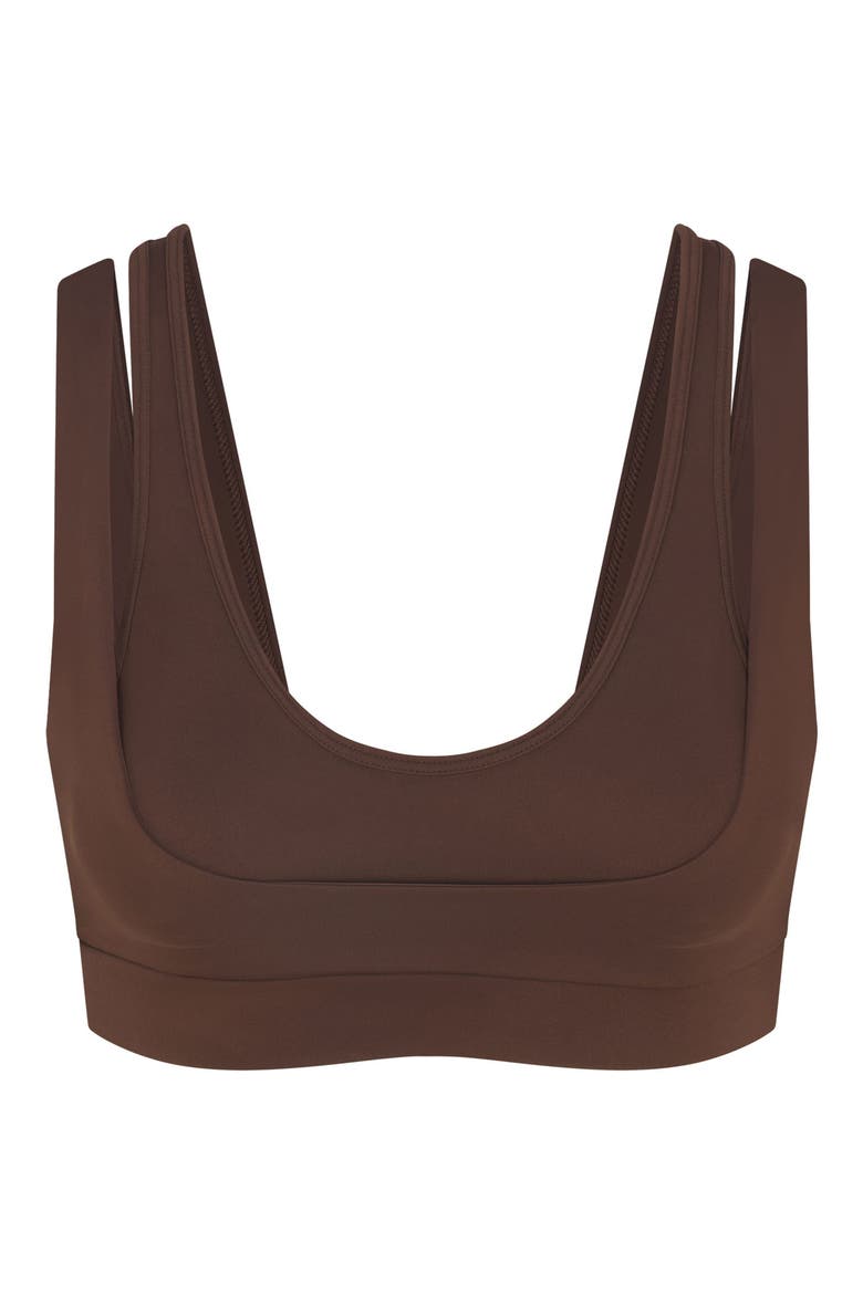 Matte Double Strap Scoop Bra, Alternate, color, DARK SEPIA
