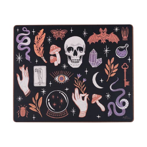 Halloween Skull Magic Hardboard MDF Placemat Set of 6, 13" x 16"