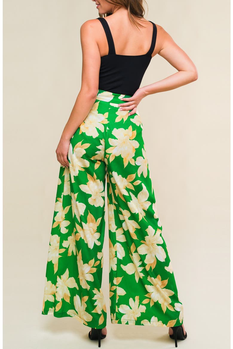 Floral High Waist Wide Leg Pants, Alternate, color, GREEN GOLD
