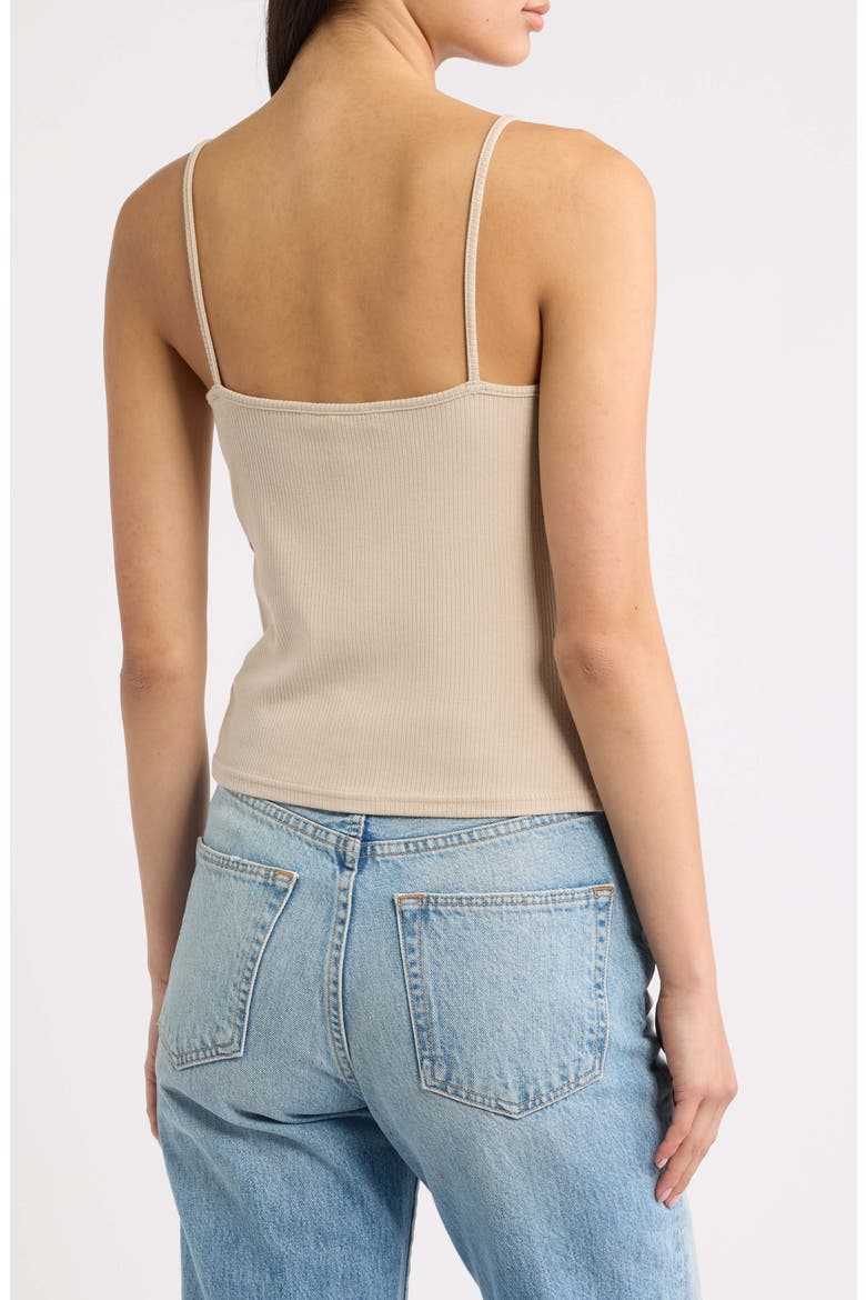 Blondi Lace Trim Ribbed Camisole, Alternate, color, SAND