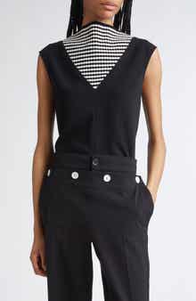 Proenza Schouler Prescott Knit Panel Sleeveless Crepe Top