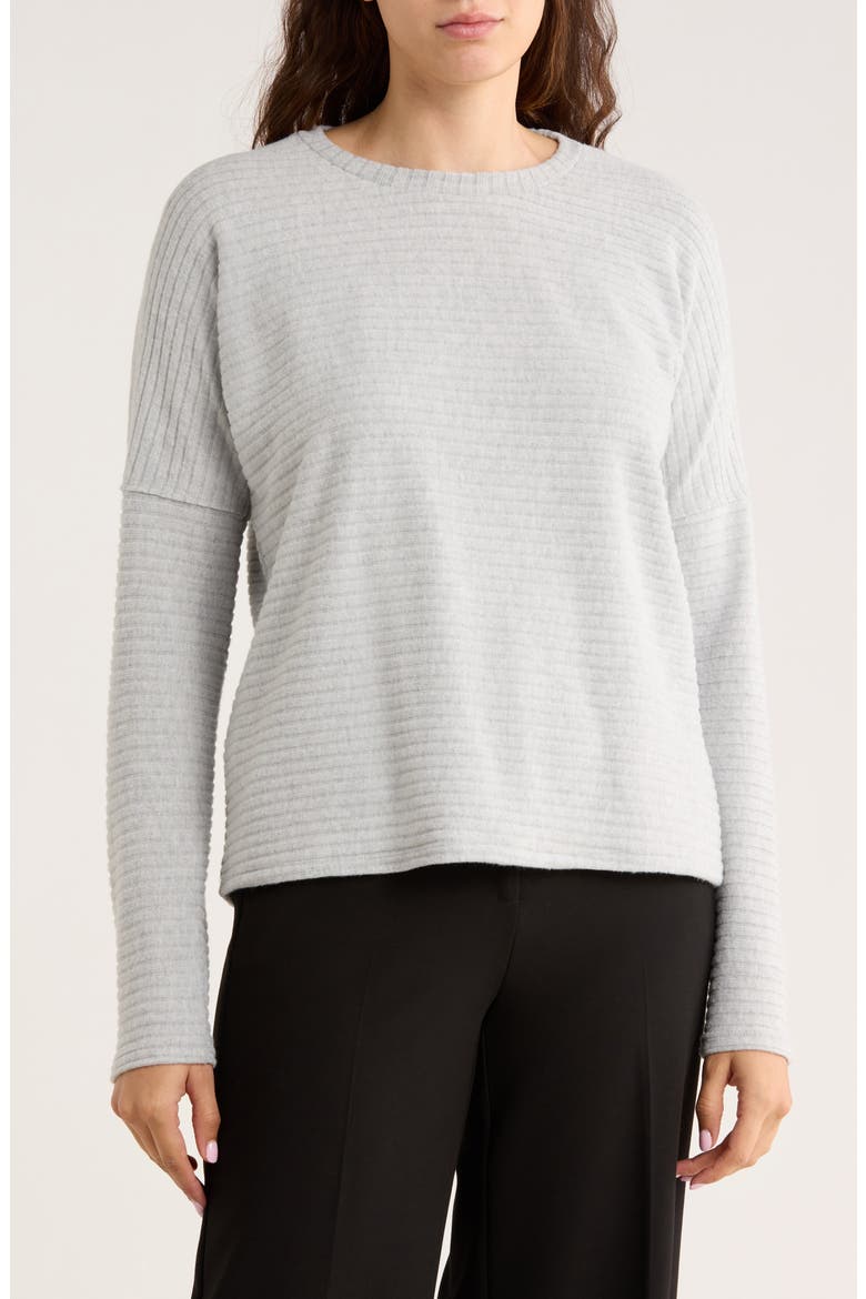 Long Sleeve Drop Shoulder Crewneck Top, Main, color, MIST GREY HEATHER