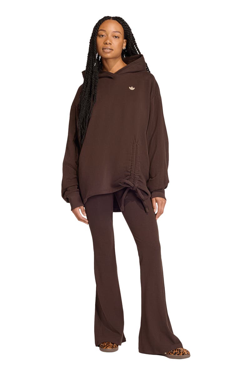 adidas Originals Oversize Ruched Cotton Blend Hoodie, Alternate, color, Aurora Coffee