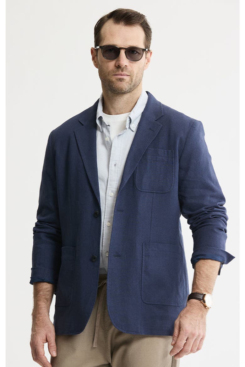 Linen Blend Blazer, Alternate, color, Indigo