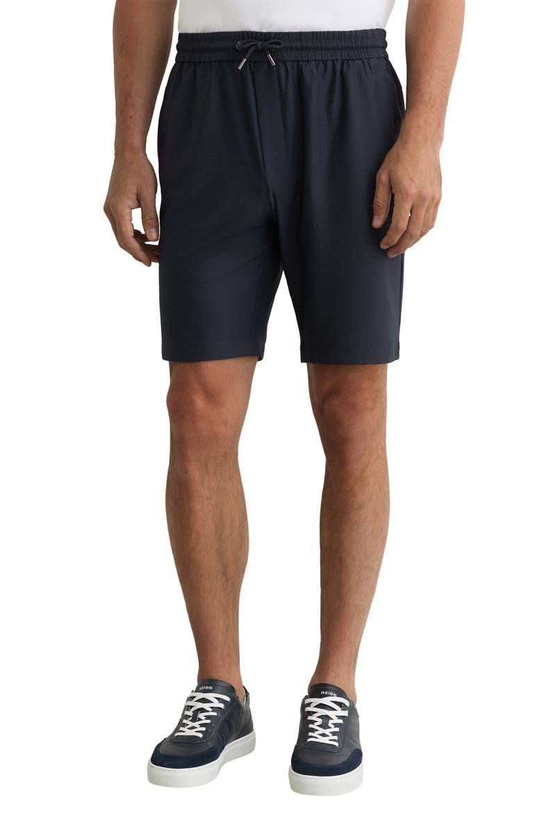 Ajay Seersucker Drawstring Shorts, Main, color, NAVY