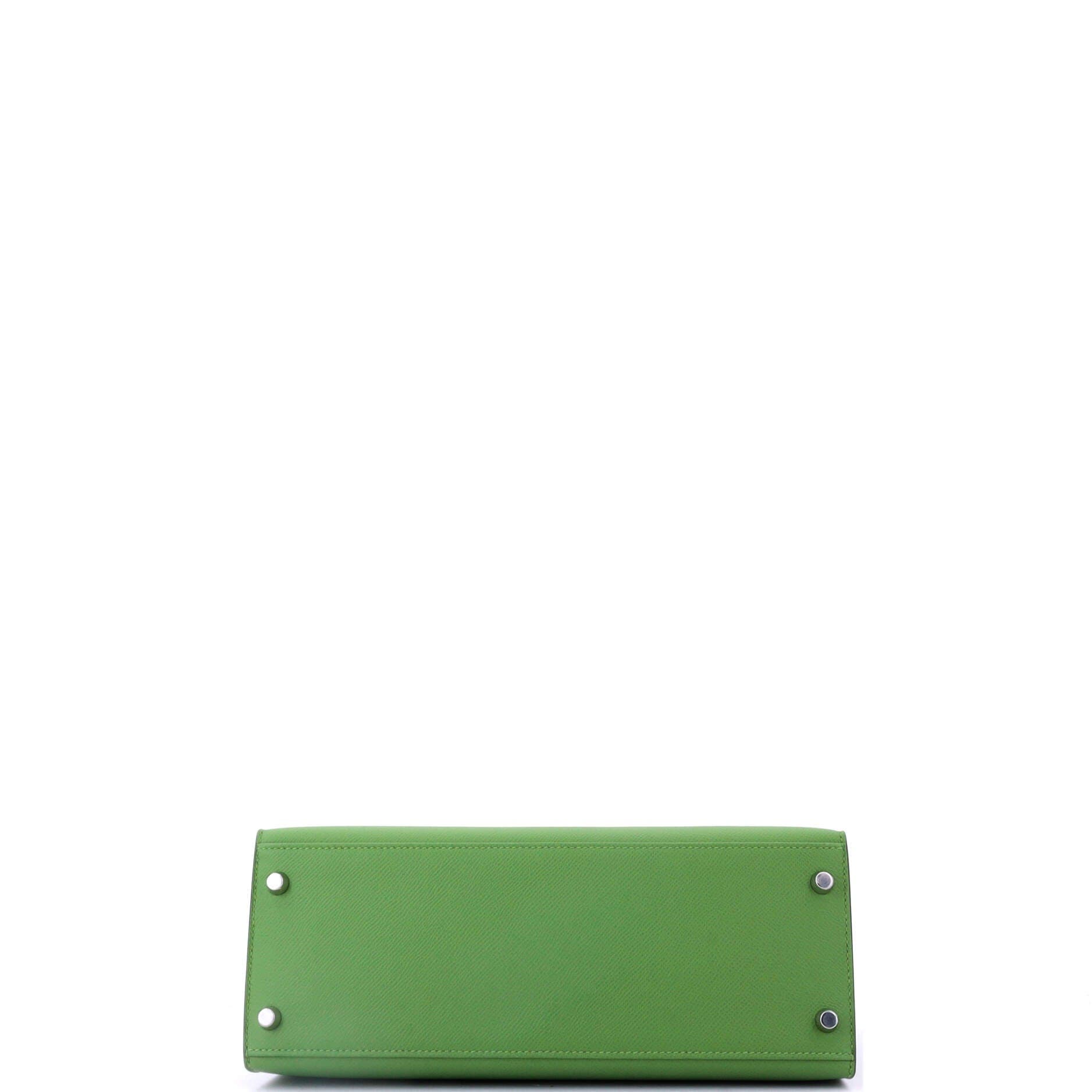 Pre-Owned Hermes Kelly Handbag Green Epsom with Palladium Hardware 28, Alternate, color, Vert Yucca