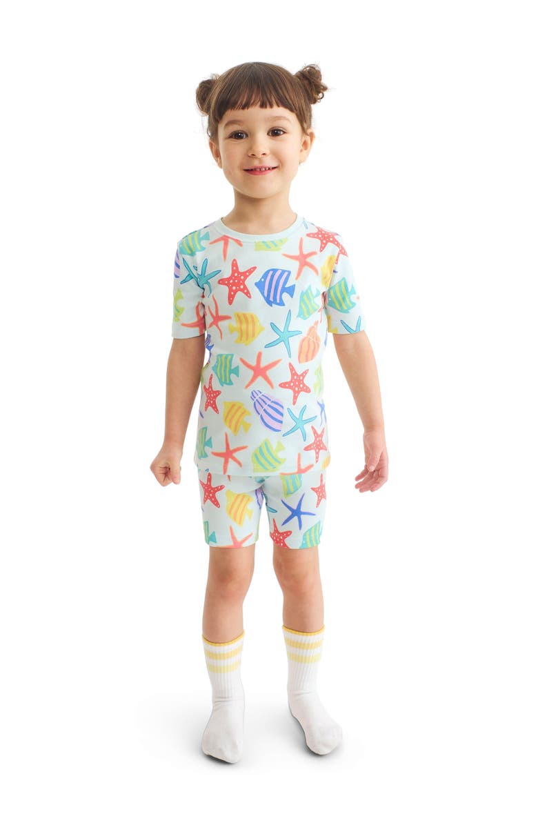 Primary Kids Organic Short Sleeve Pj Top In Seasonal Prints, Alternate, color, Saltwater Under The Sea