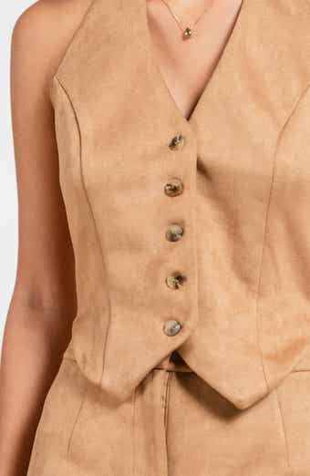 Faux Suede Vest Romper
