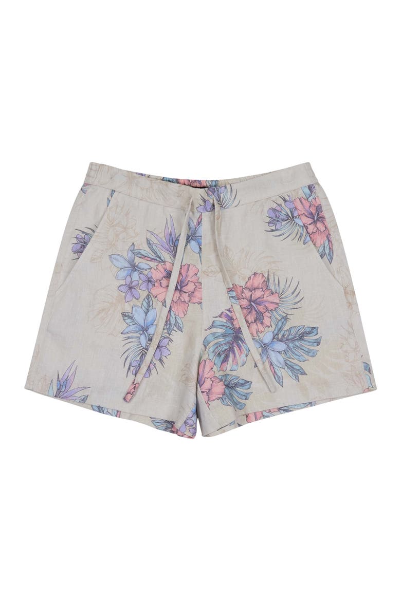 Leanne Womens Drawstring Short, Alternate, color, EXOTIC FLORAL NATURAL