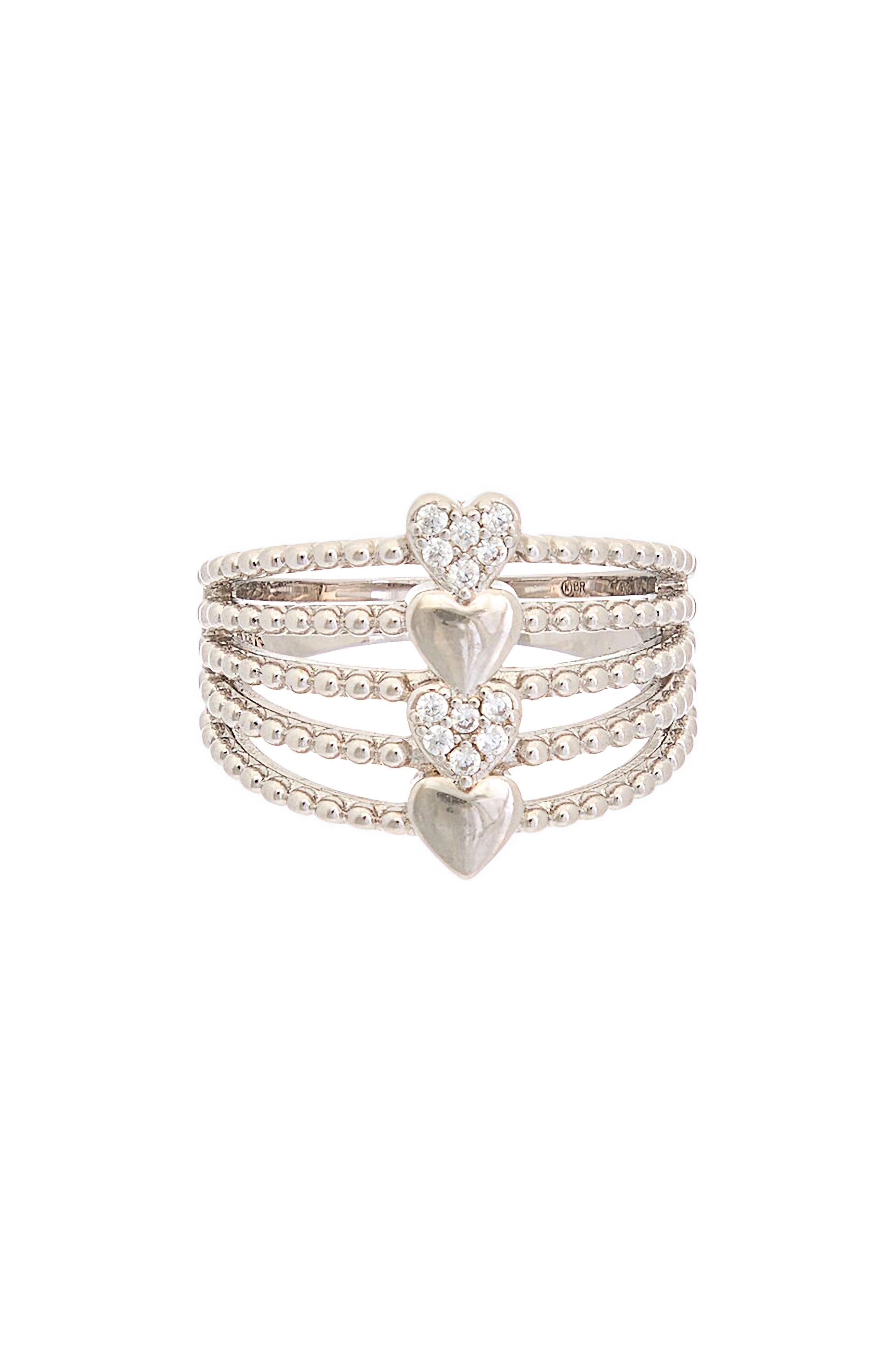 Juvell Pavé Cubic Zirconia Heart Multiband Ring