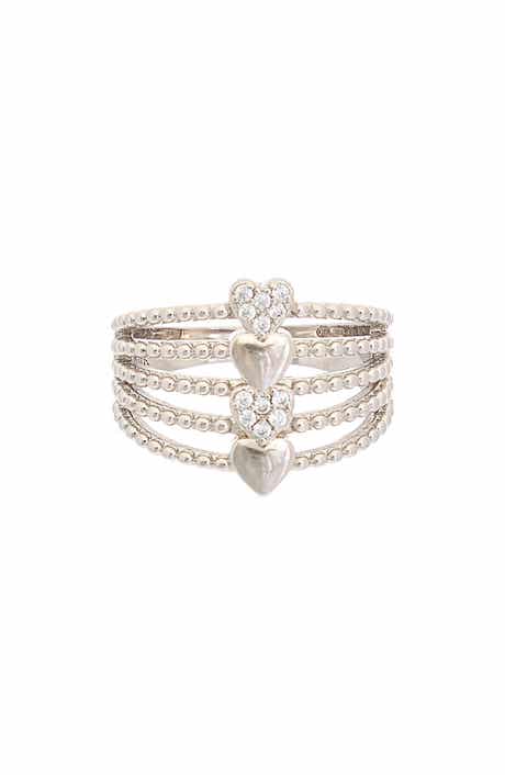Juvell Pavé Cubic Zirconia Heart Multiband Ring