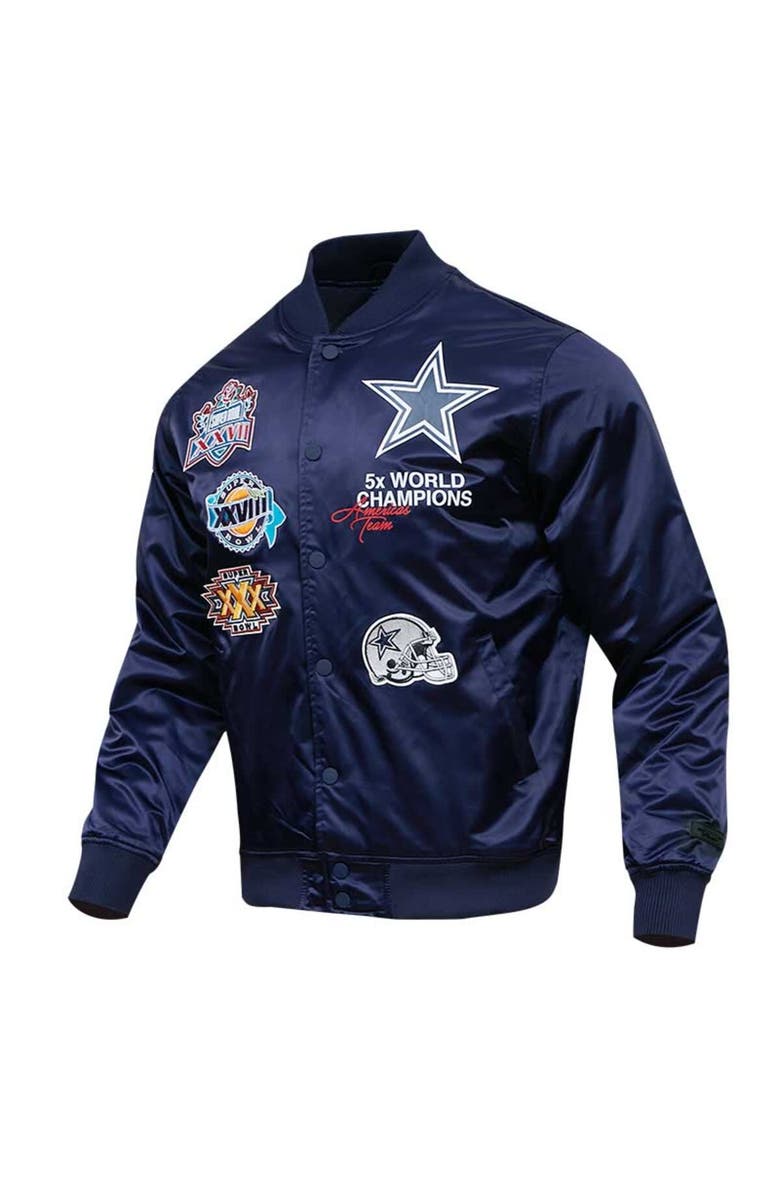 PRO STANDARD Men's Pro Standard Navy Dallas Cowboys Championship Satin Full-Snap Varsity Jacket, Alternate, color, 