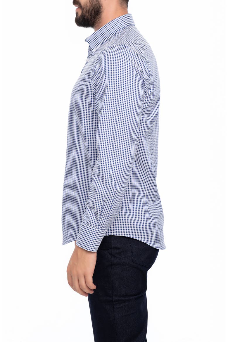Check Cotton Slim Fit Button Down Shirt, Alternate, color, NAVY BLUE