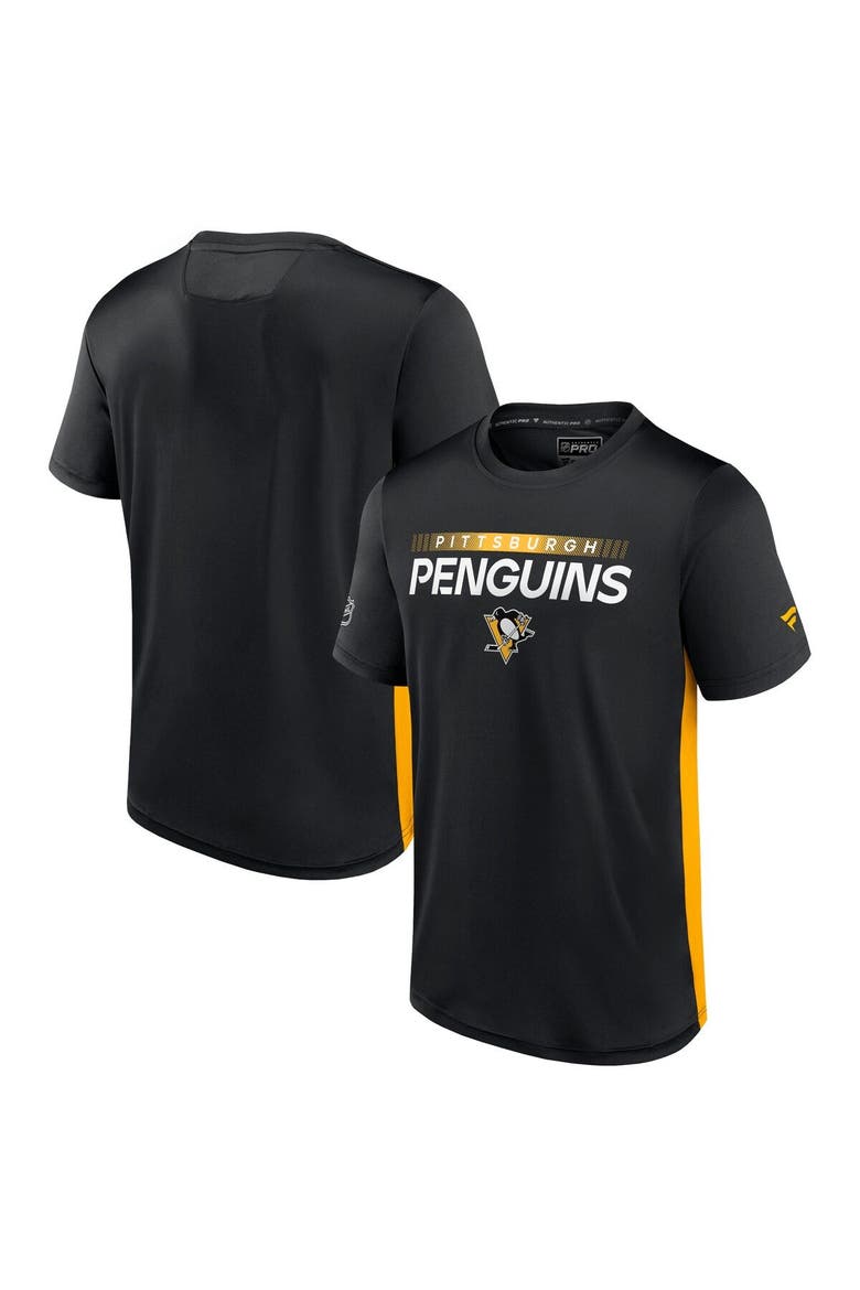Men's Fanatics Branded Black/Gold Pittsburgh Penguins Authentic Pro Rink Tech T-Shirt, Main, color, Black