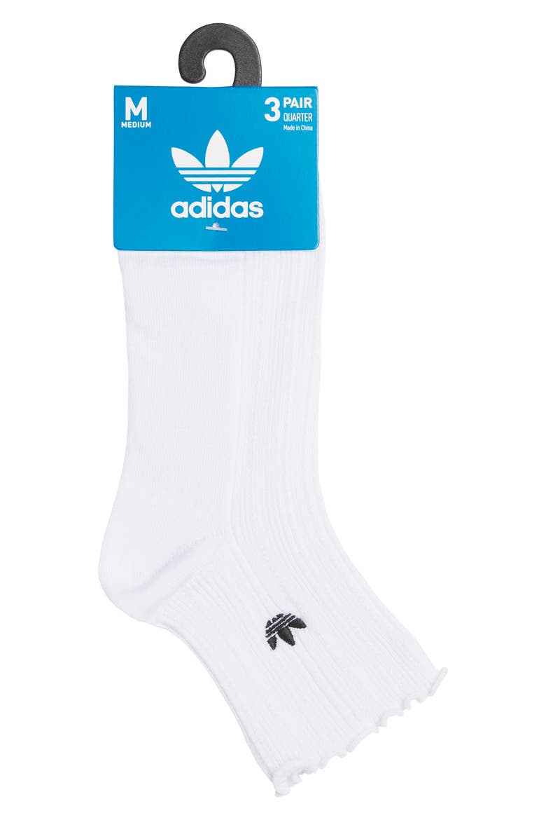 Assorted 3-Pack Ruffle Rib Ankle Socks, Alternate, color, WHITE/ BLACK