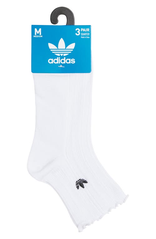 Adidas Originals Adidas Assorted 3-pack Ruffle Rib Ankle Socks In White