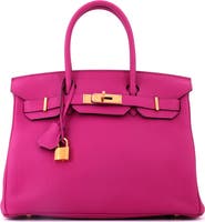 Pre-Owned Hermes Birkin Handbag Pink Togo with Gold Hardware 30
