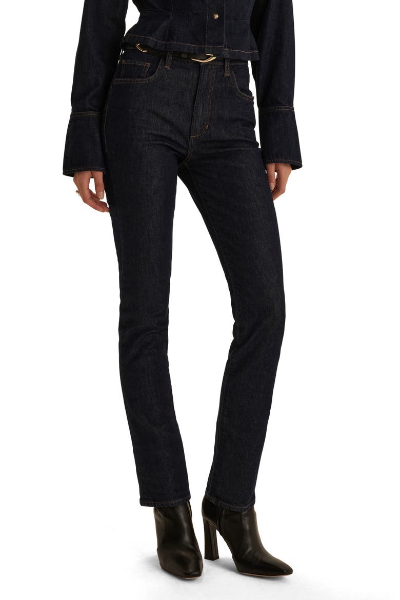 The Valentina Super High Waist Straight Leg Jeans, Main, color, OXFORD