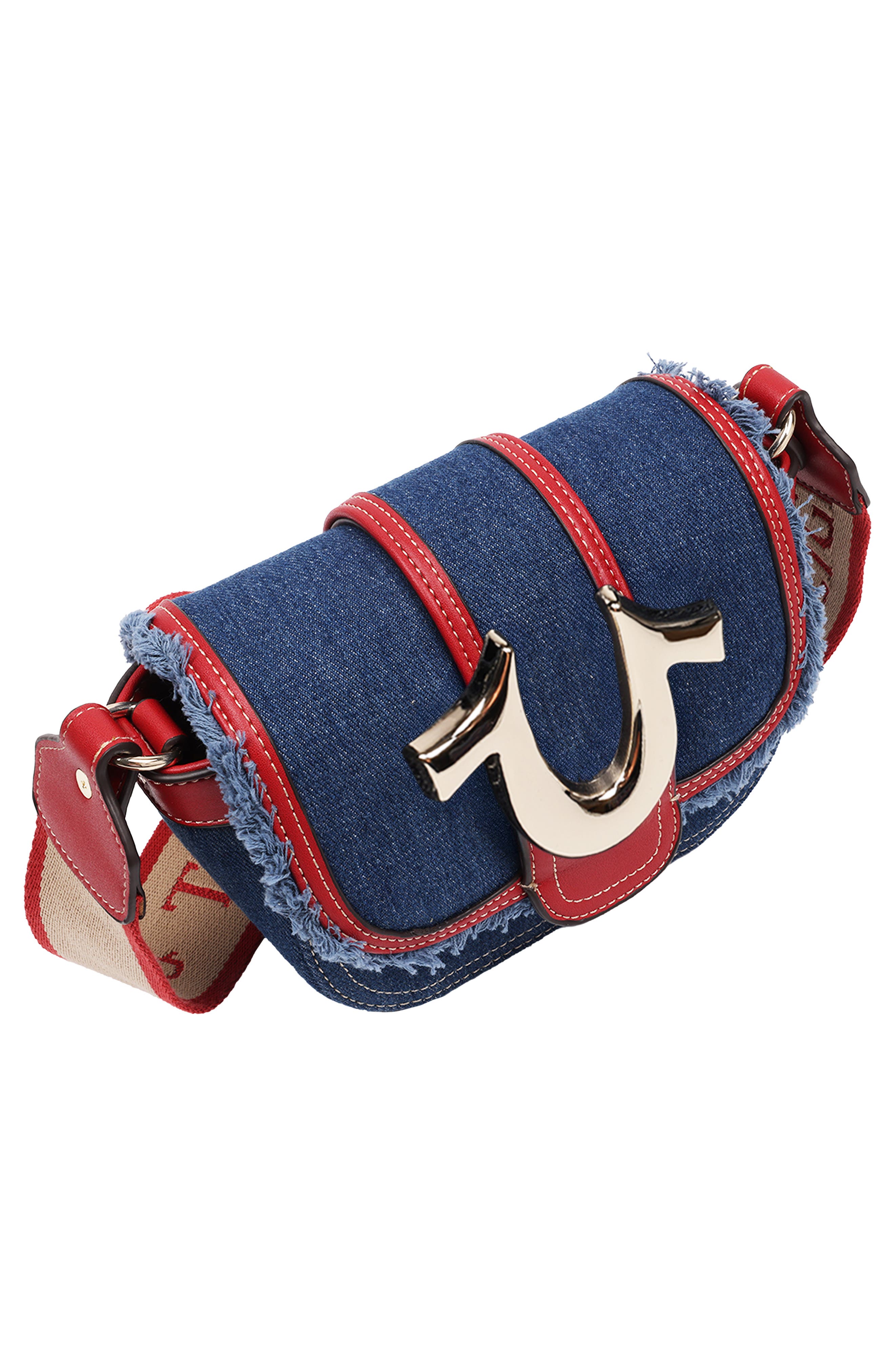 Asher Frayed Edge Mini Flap Crossbody Bag, Alternate, color, DARK DENIM