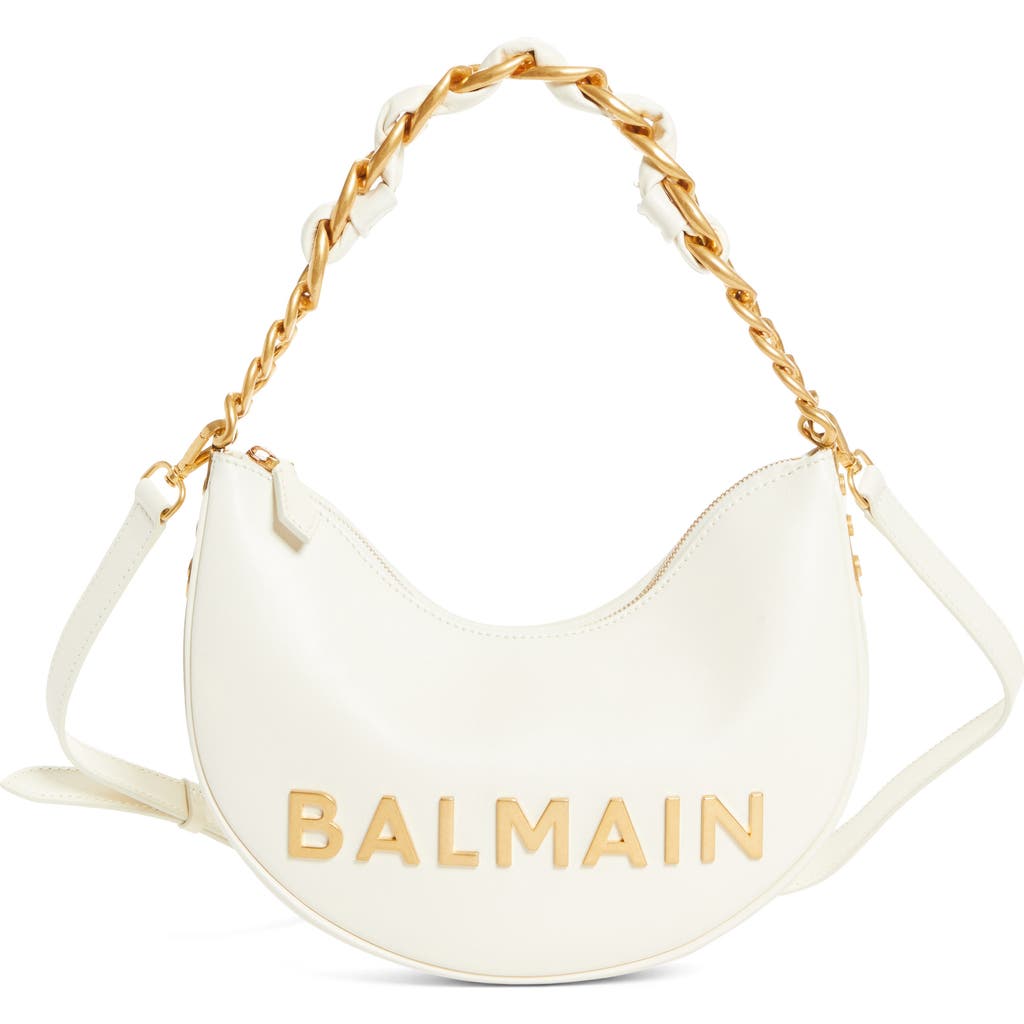 Balmain 1945 Moon Soft Crinkled Leather Shoulder Bag