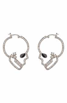 EYE CANDY LOS ANGELES Double Skull Crystal Drop Earrings