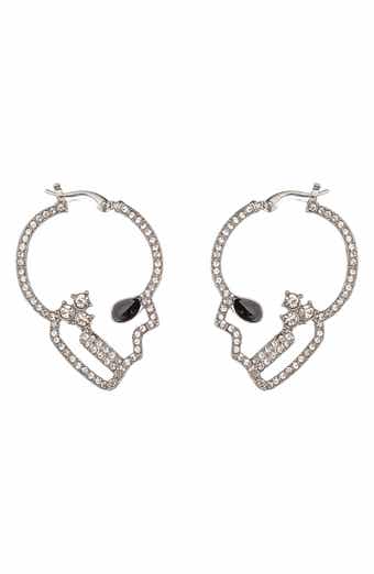 EYE CANDY LOS ANGELES Double Skull Crystal Drop Earrings