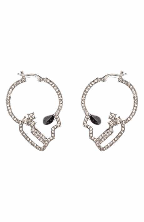 EYE CANDY LOS ANGELES Double Skull Crystal Drop Earrings