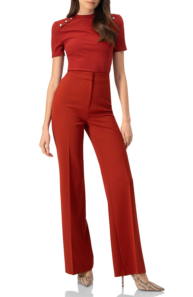 IVONNE Puffed Shoulder Chedrón Top, Alternate, color,