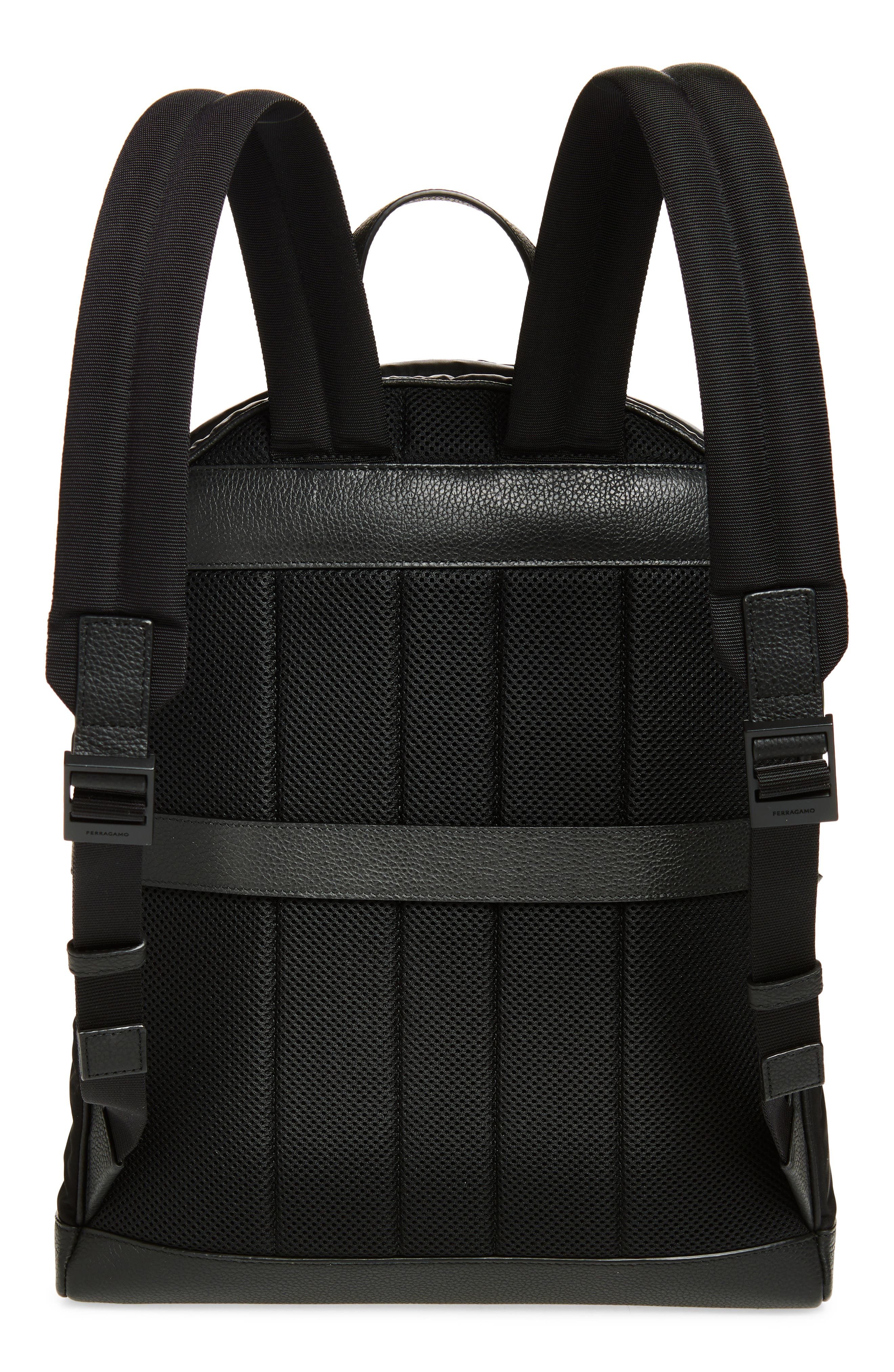 FERRAGAMO Twins Nylon Backpack, Alternate, color, Nero