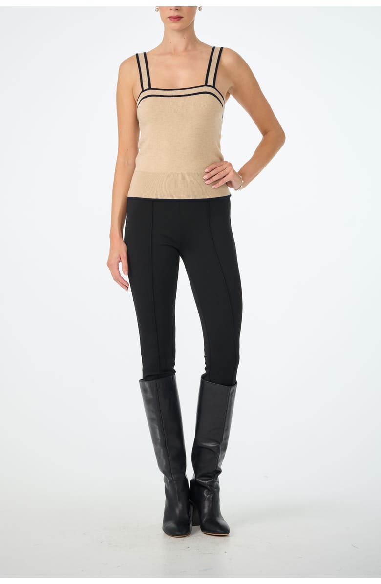 Trina Turk Casady Square Neck Knit Cami, Alternate, color, Camel/Indigo