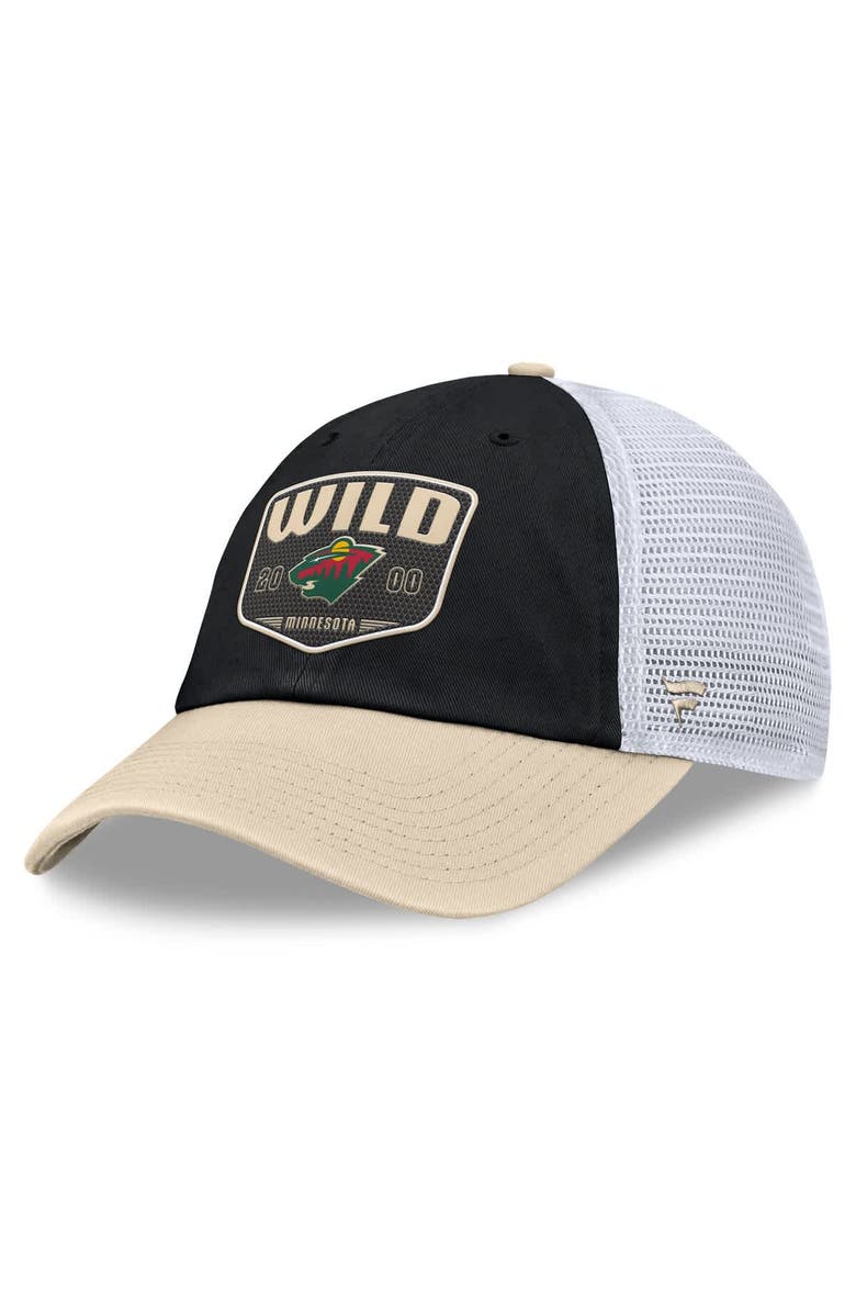 FANATICS Men's Fanatics Black Minnesota Wild Fundamental One-Time Trucker Adjustable Hat, Main, color, 