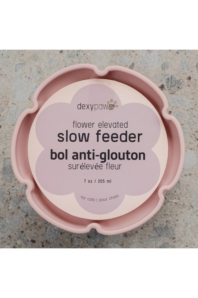Flower Elevated Slow Feeder, Pink Blush, Silicone Cat Dish, Alternate, color, Pink