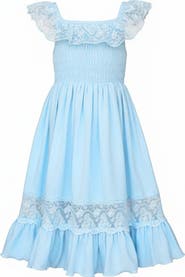 Mia Belle Girls Girls Baby Blue Spring Chic Lace Maxi Dress