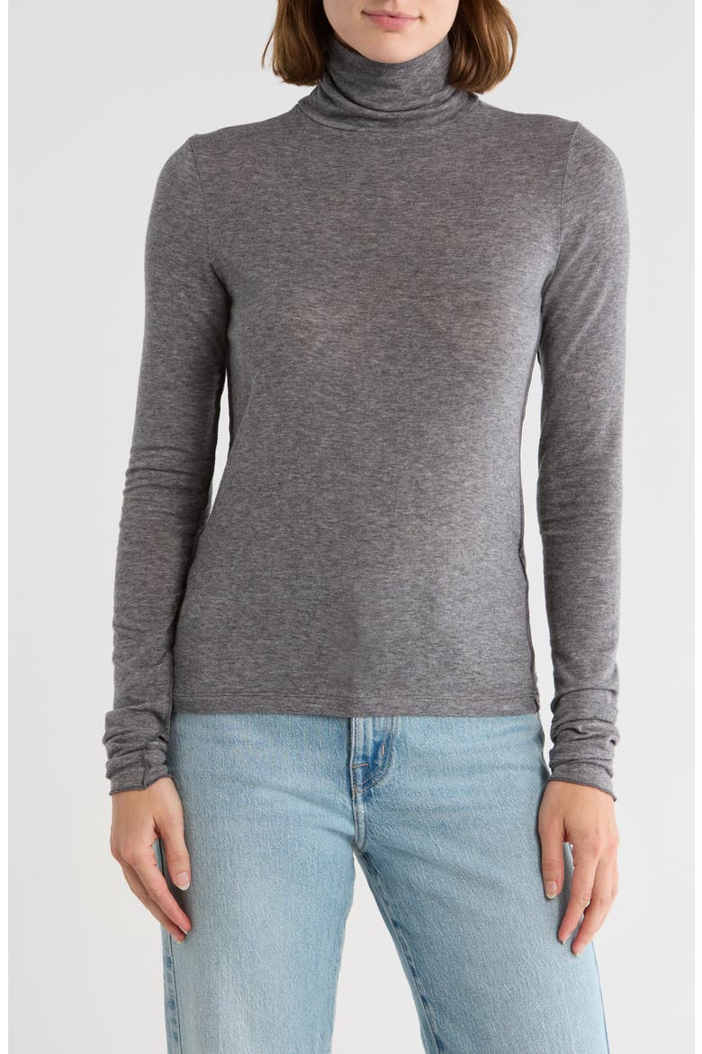 Long Sleeve Turtleneck Top, Main, color, HEATHER COAL