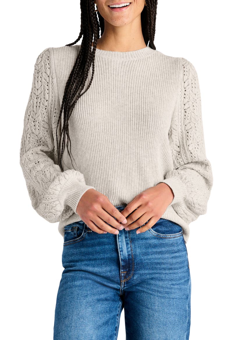 Phoebe Pointelle Sweater, Main, color, OAT HEATHER