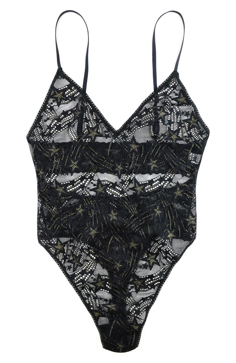 Hanky Panky Night Fever Metallic Lace Bodysuit, Main, color, 