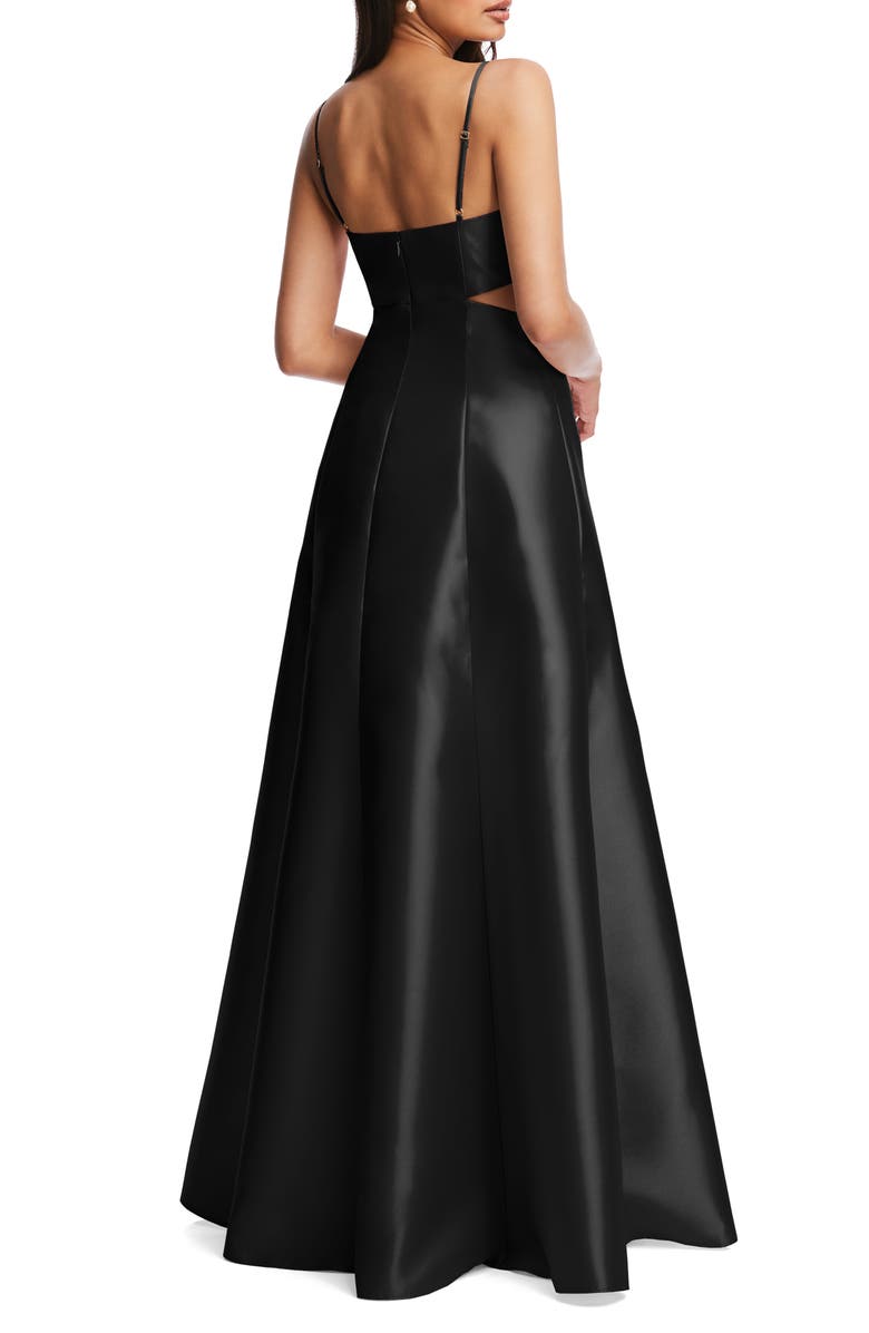 Alfred Sung Cutout Satin Gown, Alternate, color, Black
