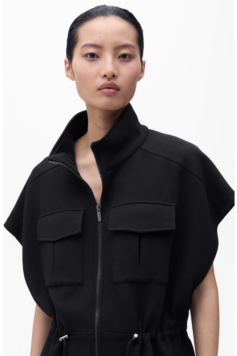 Short Sleeve Adjustable Waist Jacket, Alternate, color, BLACK