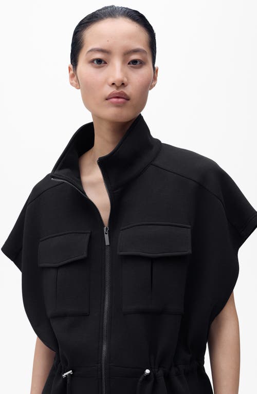 Mango Short Sleeve Adjustable Waist Jacket In Black
