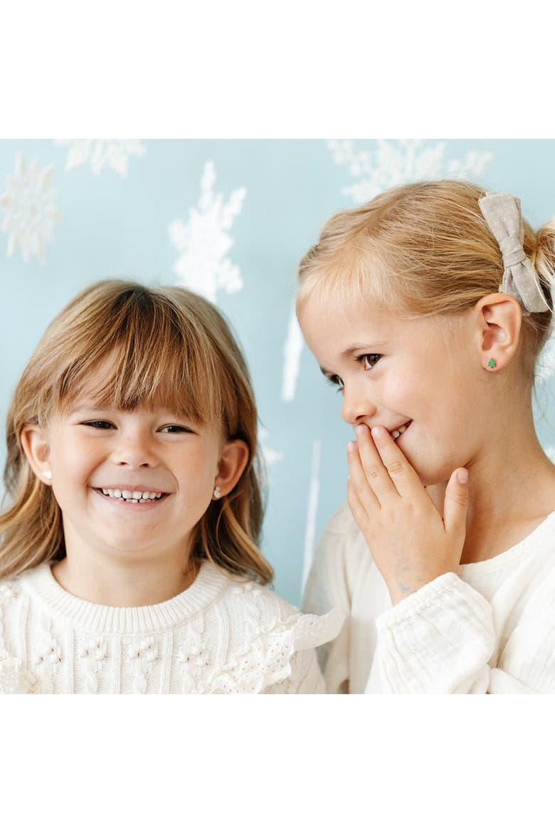 Girls' Christmas Tree Flatback Stud Hypoallergenic Earrings, Alternate, color, Green