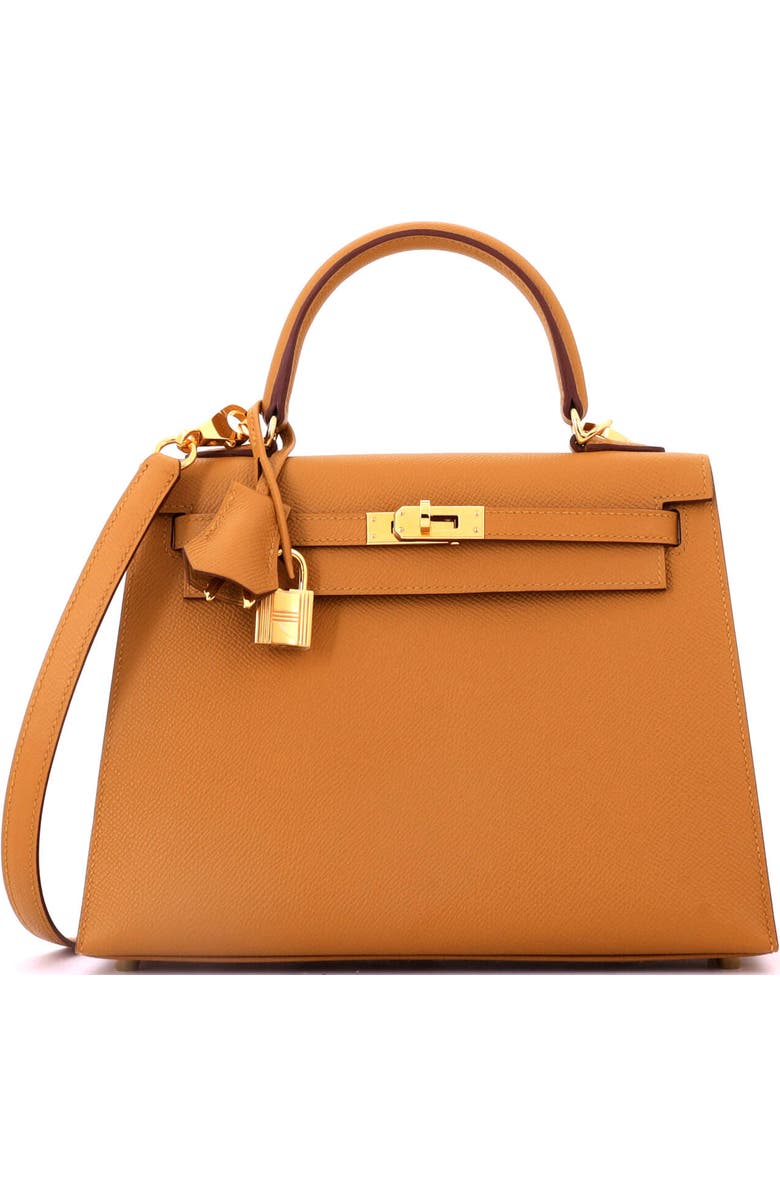 Pre-Owned Hermes Kelly Handbag Brown Epsom with Gold Hardware 25, Main, color, Sesame
