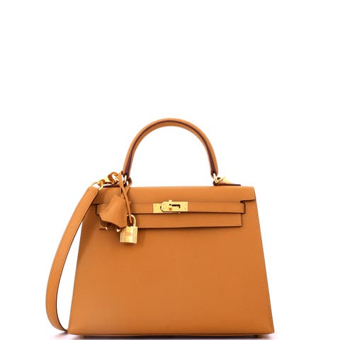 Kelly Handbag Brown Epsom with Gold Hardware 25